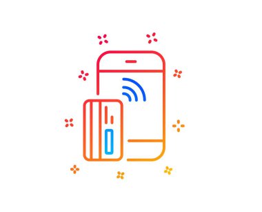 Temassız ödeme kartı satırı simgesi. Telefon para işareti. Vektör