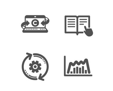 Not defteri, okuma talimatı ve gizli tekerlek simgeleri copywriting. İnfografik grafik işareti. Vektör