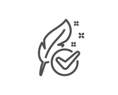 Hipoalerjenik test edilmiş hat simgesi. Tüy işareti. Sentetik yok. Vektör