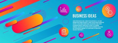 Diyagram grafiği, Reddet tıklayın ve istatistik simgelerini ayarlayın. Arama analizi, geri dönüşüm suyu ve Kredi işaretleri. Vektör