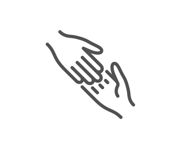 Helping hand line icon. Give gesture sign. Vector — Stock Vector