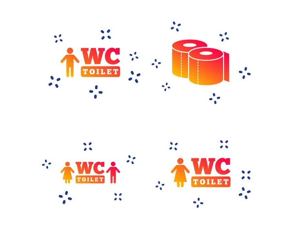 WC-papír ikonok. Férfiak és a hölgyek szoba. Vektor — Stock Vector