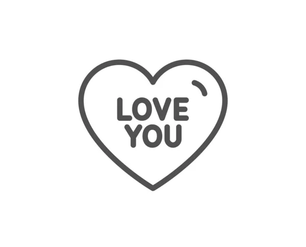 Je t'aime icône de ligne. Doux signe cardiaque. Saint Valentin. Vecteur — Image vectorielle
