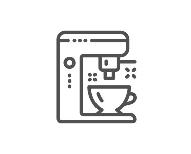 Kahve makinesi çizgi simgesi. Çay makinesi tabelası. Otel hizmeti. Vektör