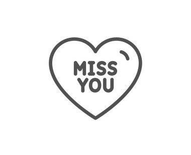 Seni satır simgesi özledim. Tatlı kalp işareti. Sevgililer günü aşkı. Vektör