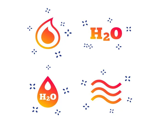 H2O iconos gota de agua. Lágrimas o símbolos de aceite. Vector — Vector de stock