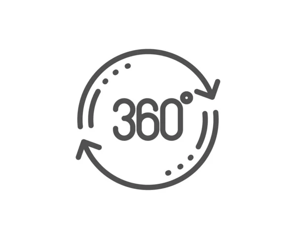 360 ikona linii stopni. Pełny obrót znak. Symulacja technologii VR. Wektor — Wektor stockowy