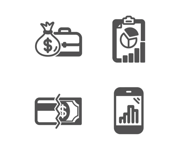 Rapor, Maaş ve Ödeme yöntemleri simgeleri. Grafik telefon işareti. Vektör — Stok Vektör