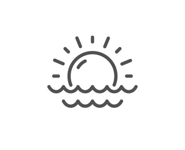 Słoneczna ikona linii prognozy pogody. Znak niedz. Wektor — Wektor stockowy