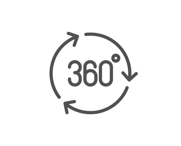 Icono de línea de 360 grados. Signo de simulación de tecnología VR. Vista panorámica. Vector — Vector de stock