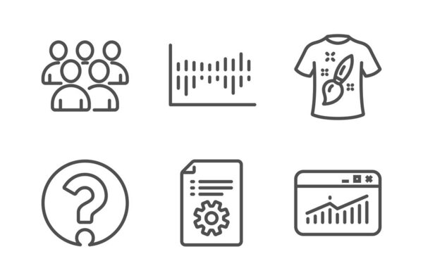Group, T-shirt design and Question mark icons set. Vector