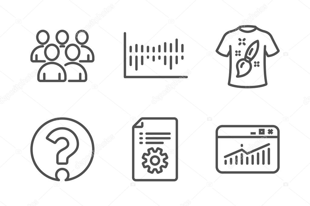 Group, T-shirt design and Question mark icons set. Vector