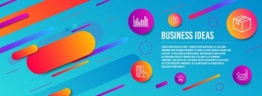 Çubuk diyagramı, Ödeme kartı ve Sürpriz hediye simgeleri ayarlayın. Alışveriş, Parsel ve Tüplü dalış işaretleri. Vektör