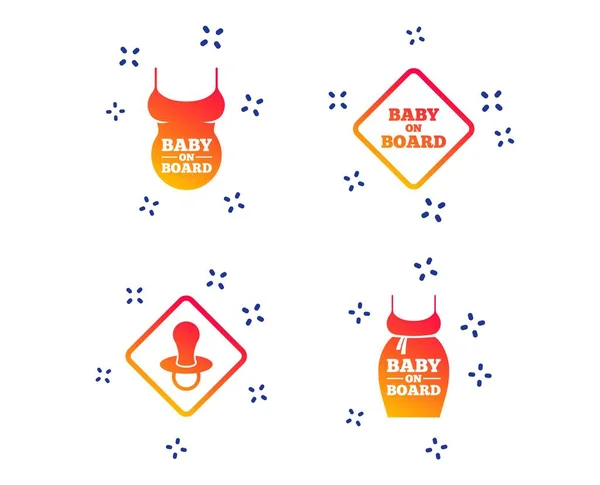 Baby aan boord iconen. Baby voorzichtigheid tekenen. Vector — Stockvector