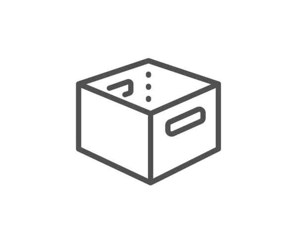 Office-Box-Line-Symbol. Zustellschild. Frachtpaket. Vektor — Stockvektor