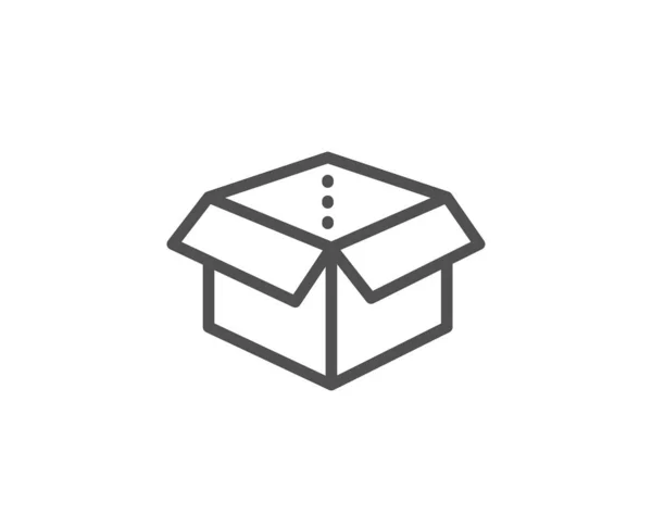 Icono de línea de caja abierta. Firma del paquete de entrega. Paquete de carga. Vector — Archivo Imágenes Vectoriales