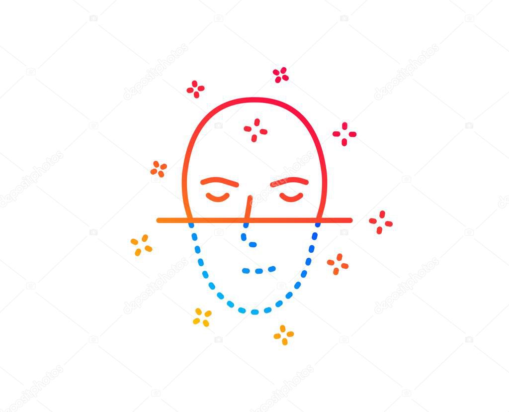 Face recognition line icon. Faces biometrics sign. Vector