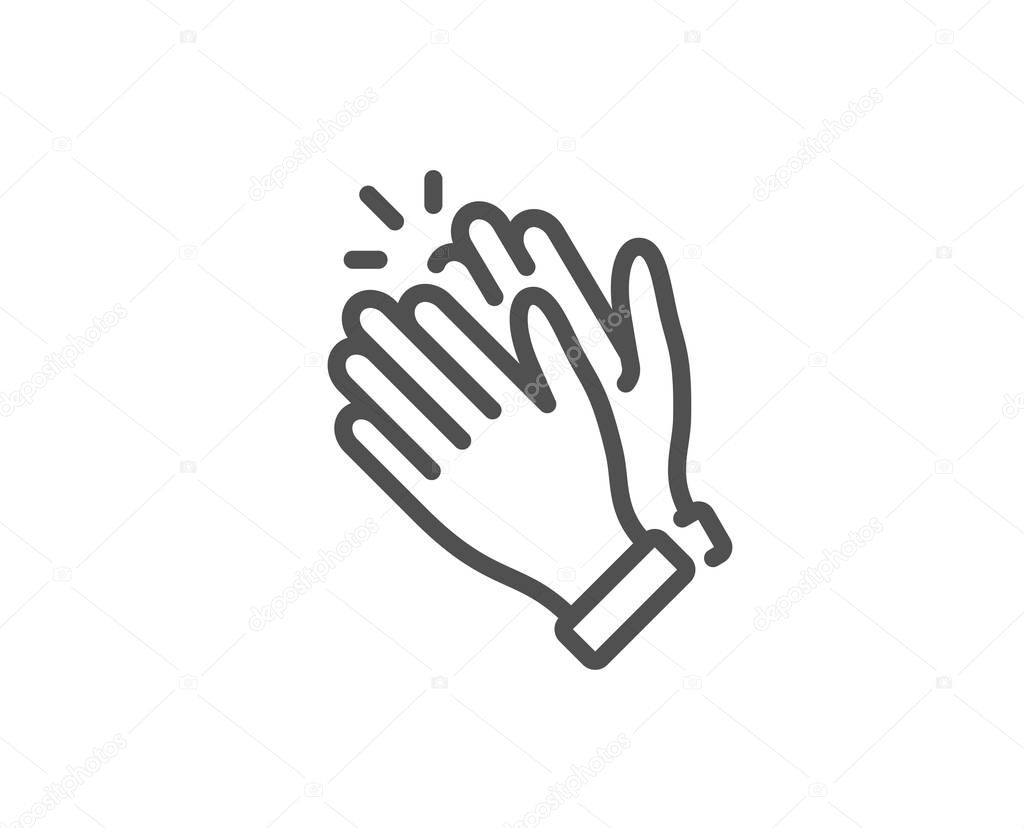 Clapping hands line icon. Clap sign. Vector