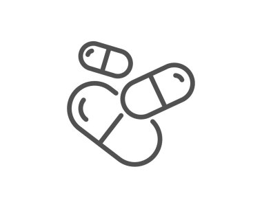 Kapsül hap satır simgesi. Tıbbi ilaç işareti. Eczane ilaçları. Vektör