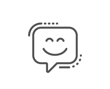 Gülümseme yüz çizgisi simgesi. Mutlu ifade sohbet işareti. Konuşma balonu. Vektör