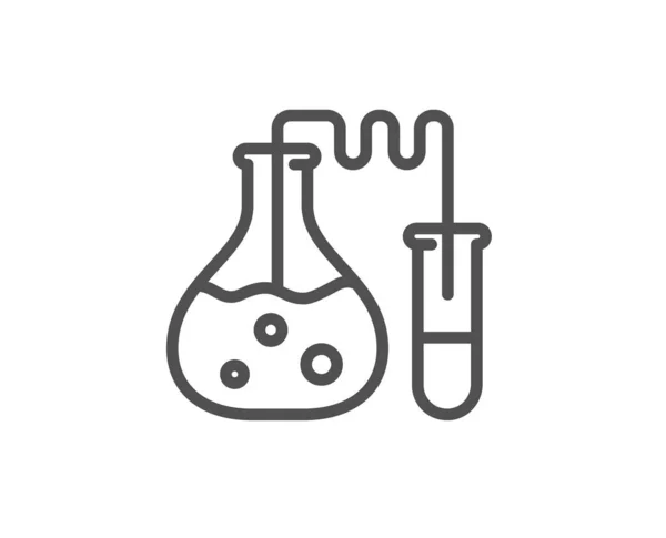 Icône de ligne de laboratoire de chimie. Flacon de laboratoire. Analyse. Vecteur — Image vectorielle