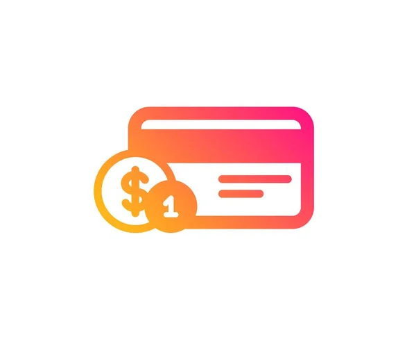Ícone de cartão de crédito. Cartão de pagamento com moedas. Vetor — Vetor de Stock