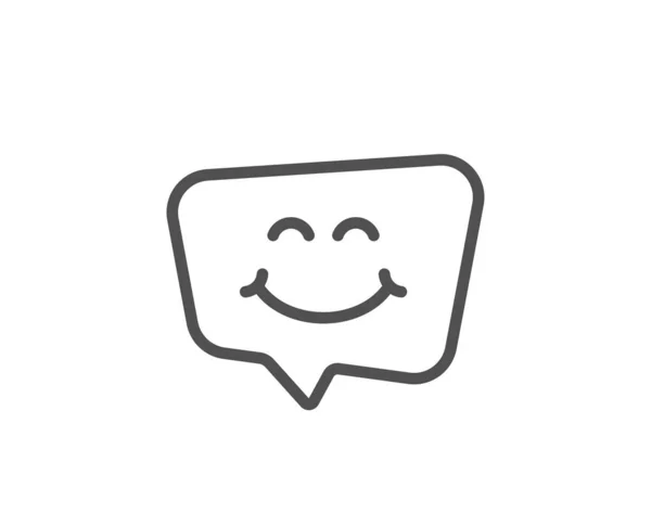 Ícone de linha de bate-papo sorriso. Feliz sinal de emoticon. Bolha de fala. Vetor — Vetor de Stock