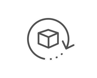 Paket satır simgesini döndürün. Teslimat paketi işareti. Kargo eşya kutusu. Vektör