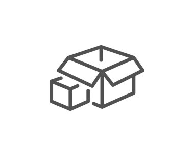 Kutu çizgi simgesi. Teslimat paketi işareti. Paketleme kutuları. Vektör