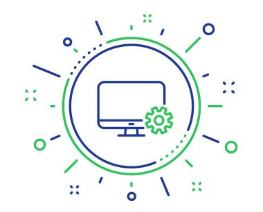 Bilgisayar veya monitör simgesi. Servis gizli tekerleği işareti. Vektör