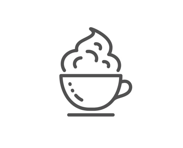 Ícone de linha xícara de café. Cappuccino quente com sinal de creme. Uma caneca de chá. Vetor — Vetor de Stock