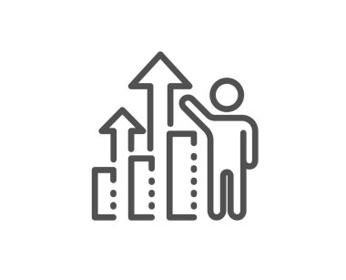 Çalışan sonuçları satır simgesi. İş sonucu işareti. İstatistik ler grafiği. Vektör