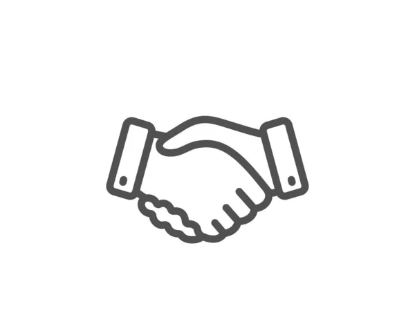 Employees handshake line icon. Hand gesture sign. Vector — Stock Vector