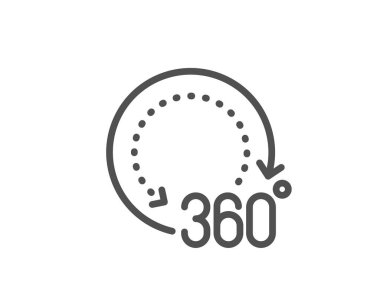 360 derece çizgi simgesi. Panoramik görünüm işareti. VR teknoloji simülasyonu. Vektör