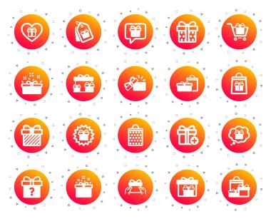 Hediye simgeleri. Mevcut, Teklif ve Satış. Vektör