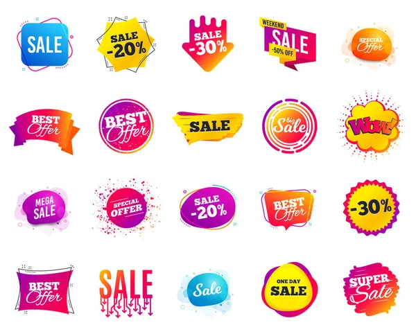 Banner de venta. Etiquetas de plantilla de oferta especial. Cyber lunes descuentos de venta. Iconos de compras del viernes negro. Vector — Vector de stock