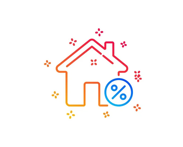 Icône de ligne pourcentage maison de prêt. Panneau de réduction. Vecteur — Image vectorielle