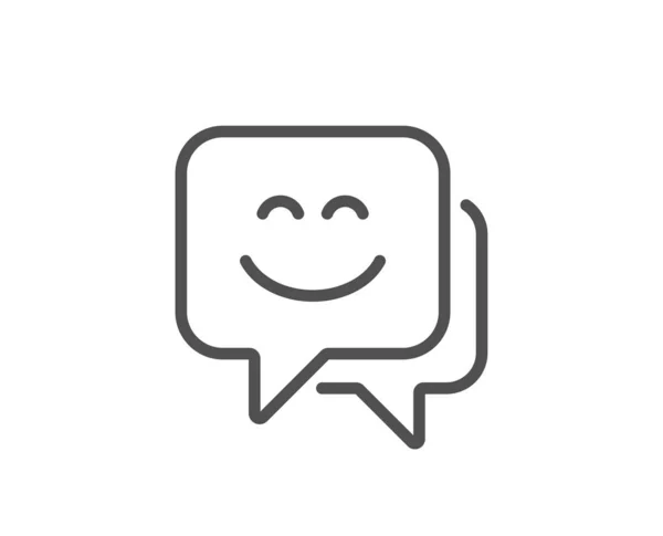 Smile face line icon. Happy emoticon chat sign. Speech bubble. Vector — Stock Vector