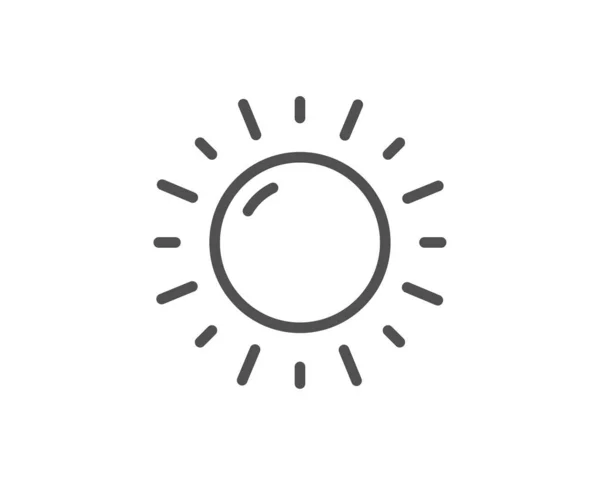 Ícone da linha de previsão do tempo ensolarado. Sinal solar. Vetor — Vetor de Stock