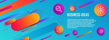 Analitik, Ağ ve Müzik nota simgeleri ayarlayın. Piramit grafik, Ödeme alınan ve Cashback işaretleri. Vektör