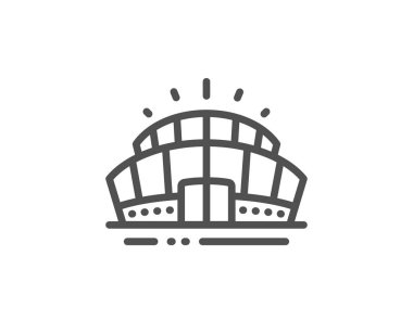 Arena stadyum çizgi simgesi. Spor kompleksi işareti. Şampiyonluk binası. Vektör