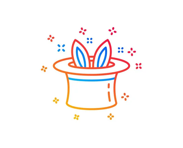 Hat-trick line icon. Magic tricks with hat and rabbit sign. Vector