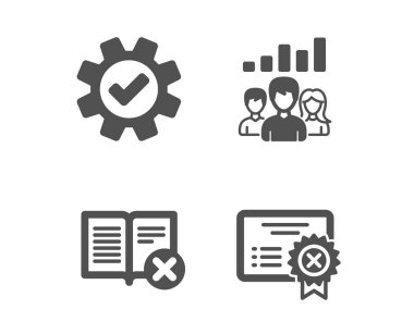 Takım çalışması sonuçları, Kitap ve Hizmet simgelerini reddet. Sertifika işaretini reddet. Vektör