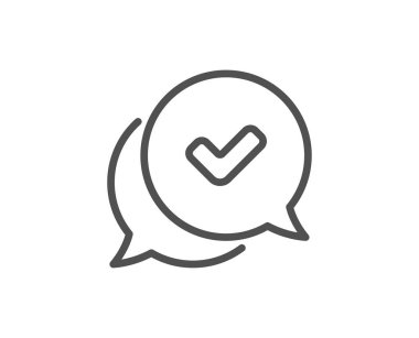 İşaret çizgisi simgesini işaretleyin. Onaylı tabela. Konuşma balonu sohbet. Vektör