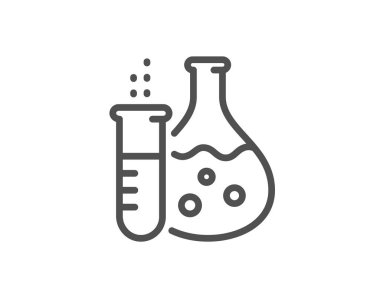 Kimya şişe çizgi simgesi. Laboratuvar tüpü işareti. Analysis. Vektör