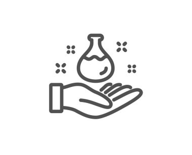 Kimya laboratuvar satır simgesi. Laboratuvar şişesi işareti. Analysis. Vektör