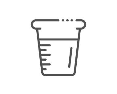 Pişirme kabı çizgi simgesi. Cam su işareti. Ölçme kabı. Vektör