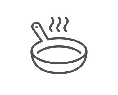 Kızartma tavası çizgi simgesi. Yemek işareti. Yemek hazırlığı. Vektör