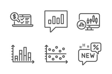 Nokta çizim, Analitik sohbet ve Online muhasebe simgeleri ayarlayın. Diyagram grafiği, Mum Çubuğu grafiği ve Yeni işaretler. Vektör