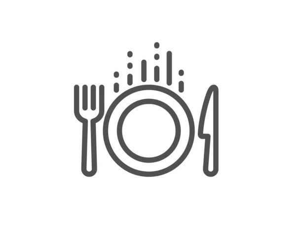 Icono de línea de comida. Signo de cubertería. Tenedor, cuchillo. Vector — Archivo Imágenes Vectoriales